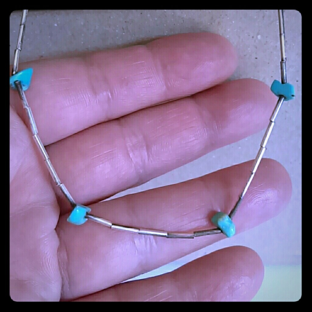 Native American  Liquid Silver turquoise necklace
